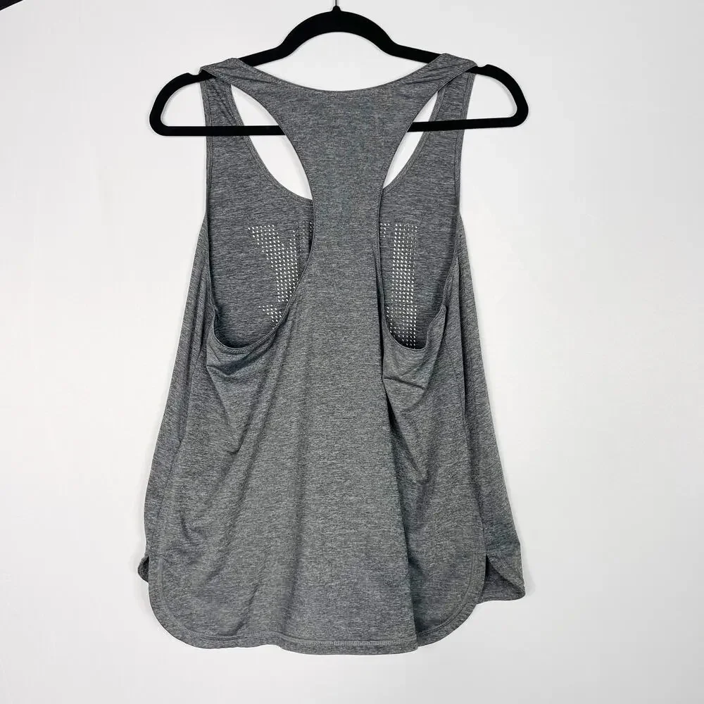 Ivy Park Laser Cut Logo Racerback Tank Top Heather Gray Womens Medium M Workout